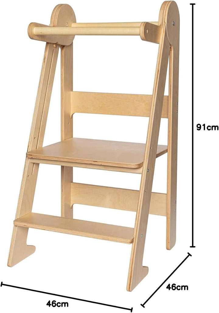 TOYBOX Montessori Kleinkind-Turm &amp; faltbarer Holz Tritthocker - Faltbare Küchenhilfe für Kleinkinder