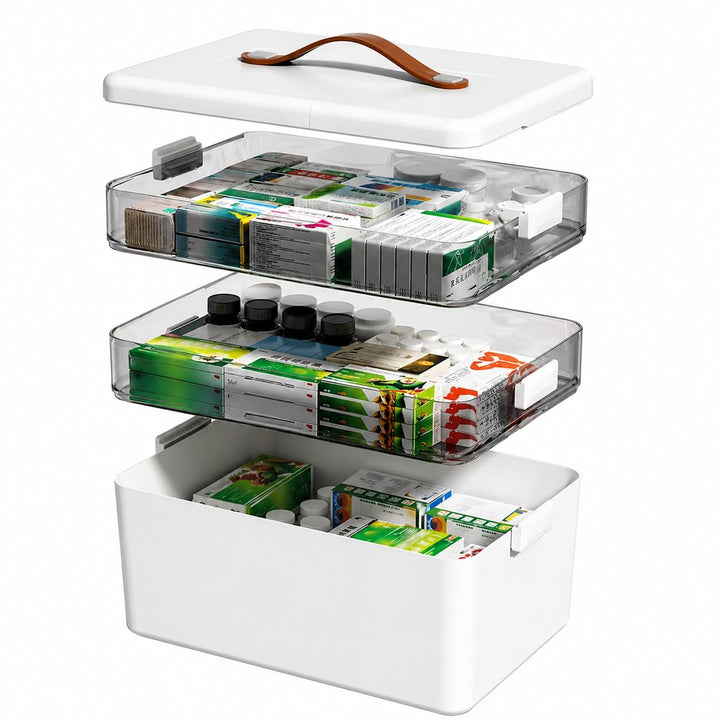 SOONHUA Regal Medikamenten Aufbewahrung, 3-stufiger medikamenten organizer, Aufbewahrungsboxen mit D
