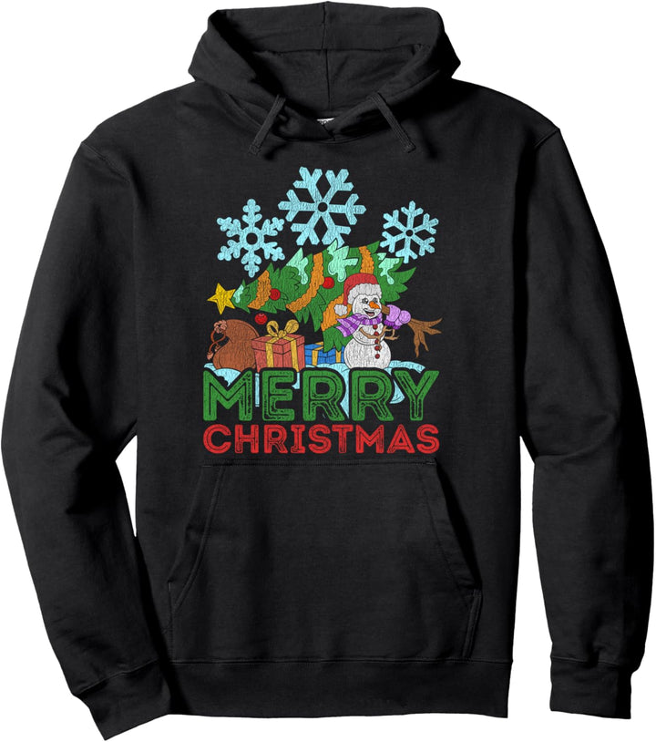 Frohe Weihnachten Mädchen Junge Pajama Schneemann Pullover Hoodie