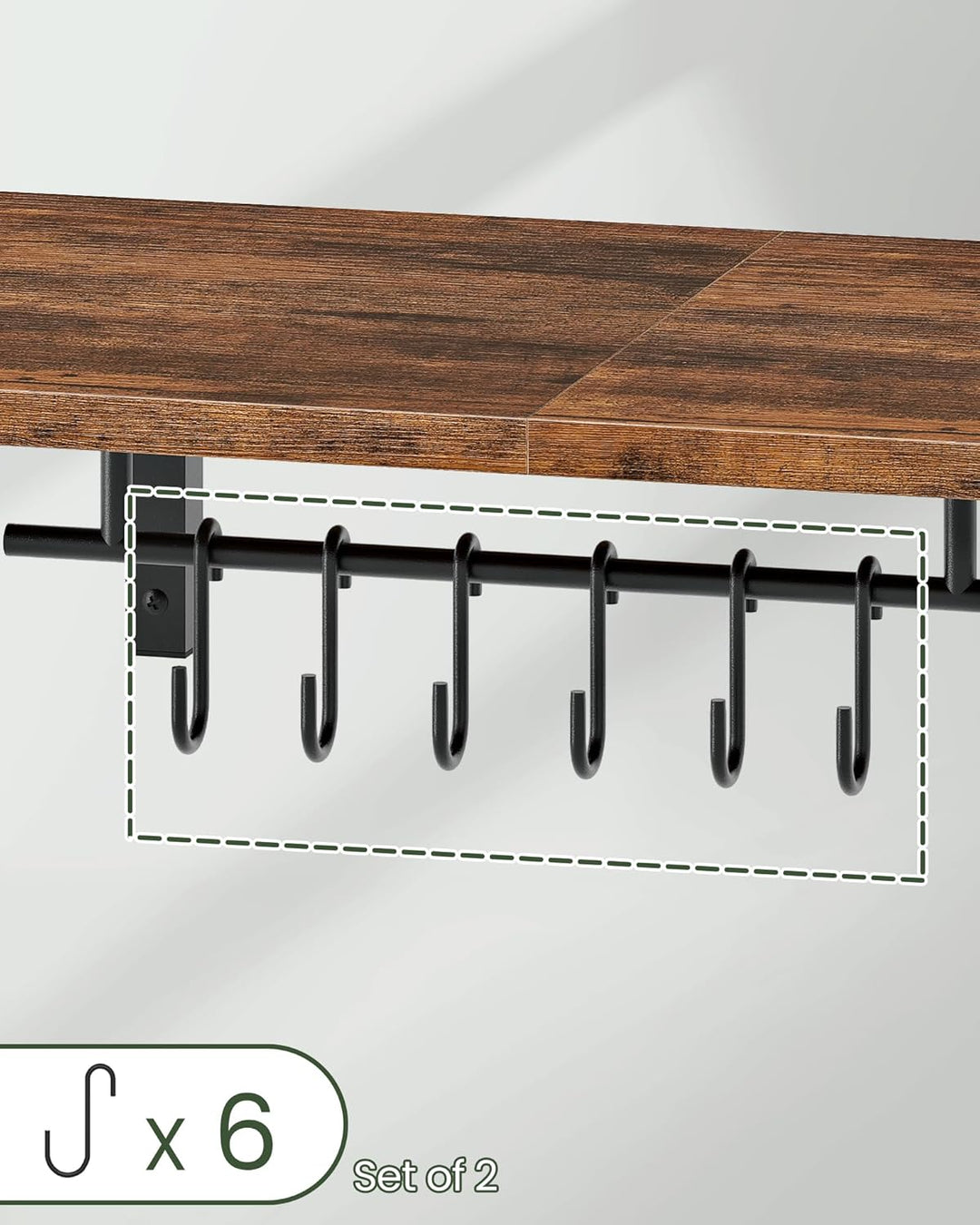 Küche Wandregale für Töpfe und Pfannen, 2er-Set, Küchenhalter Wandmontage, Pfannenhalter mit 12 Hake