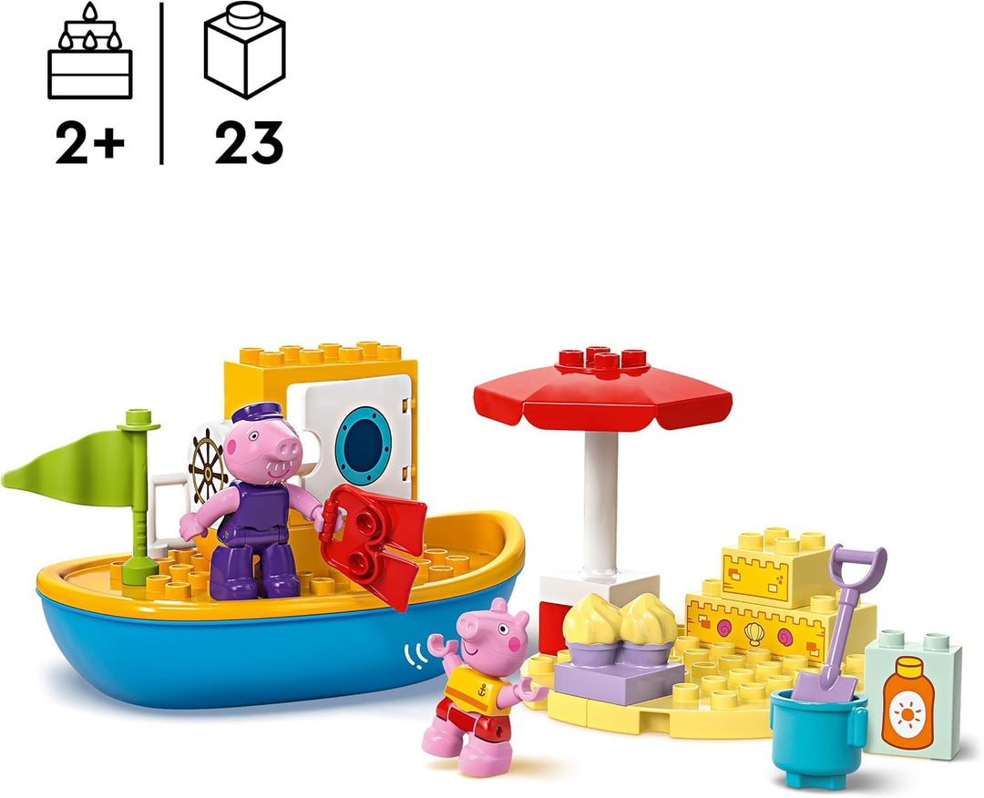 LEGO DUPLO Peppas Bootsausflug: Spielset mit Spielzeugboot zum Bauen und Umbauen mit 2 Figuren, krea
