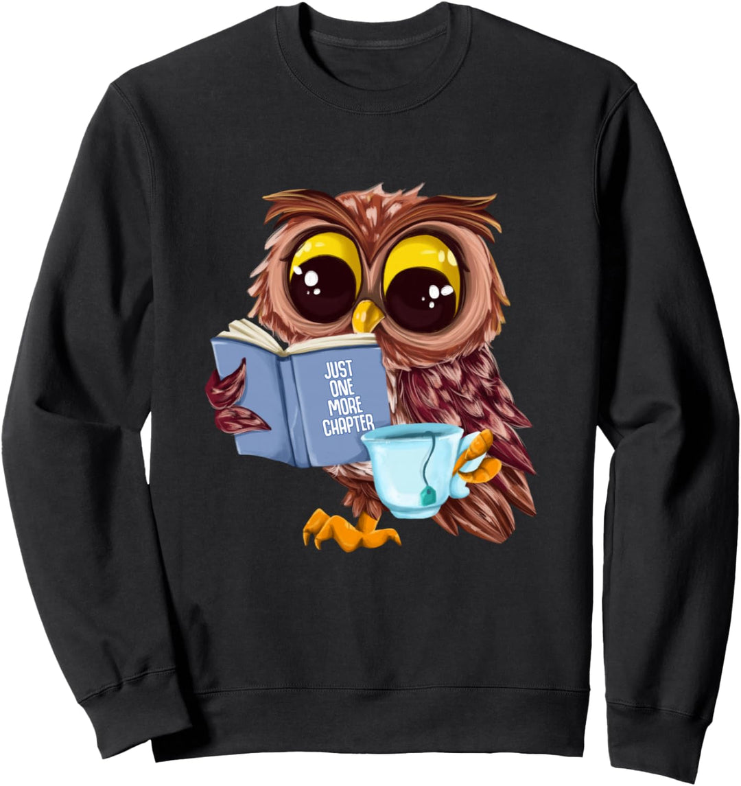Süsse Eule Liest Buch Und Trinkt Tee Leseratte Bücherwurm Sweatshirt