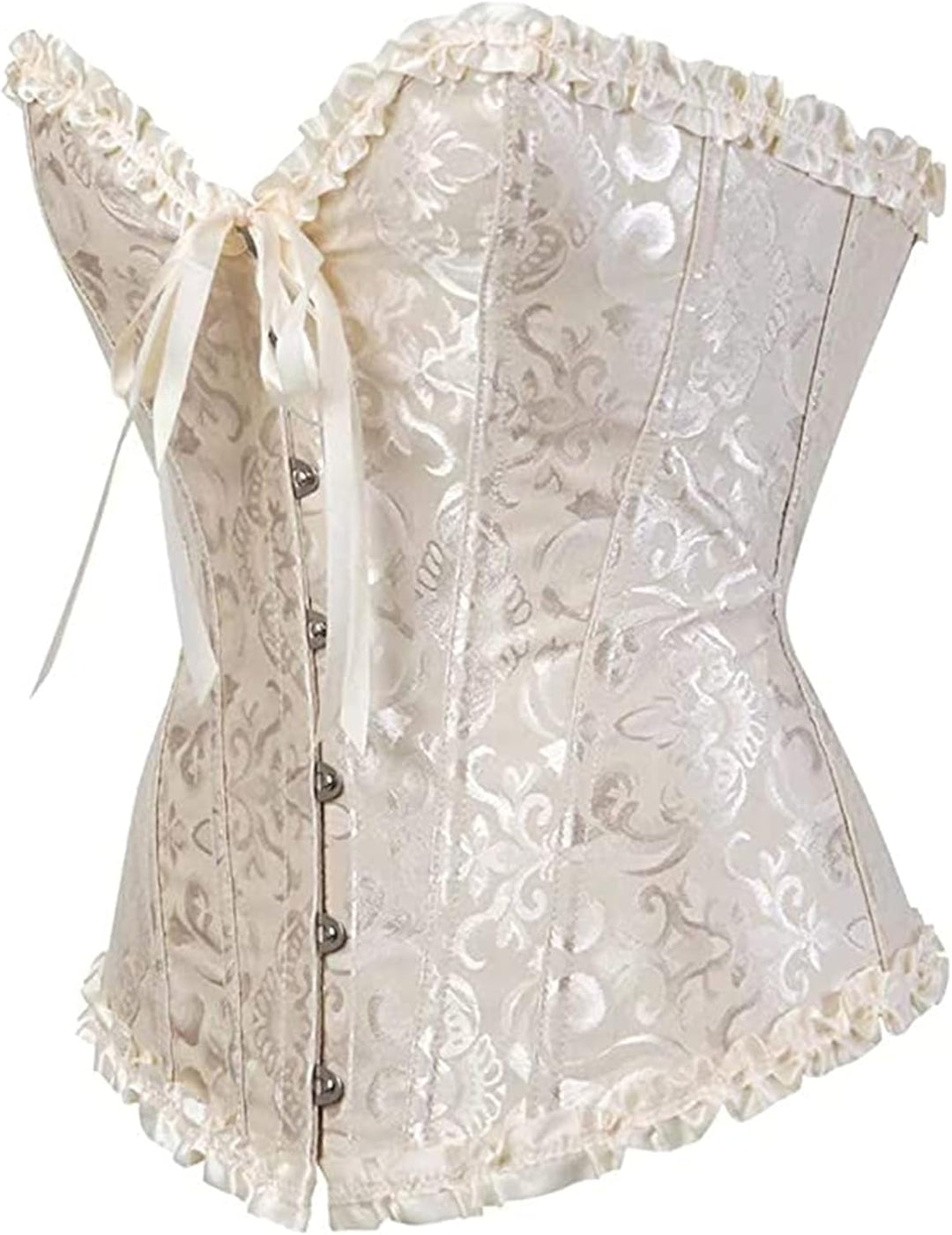 Sxybox Damen Korsett Bauchweg Vollbrust Corsage Top Gothic Burlesque Schnüren Bustier Aprikose S, Ap