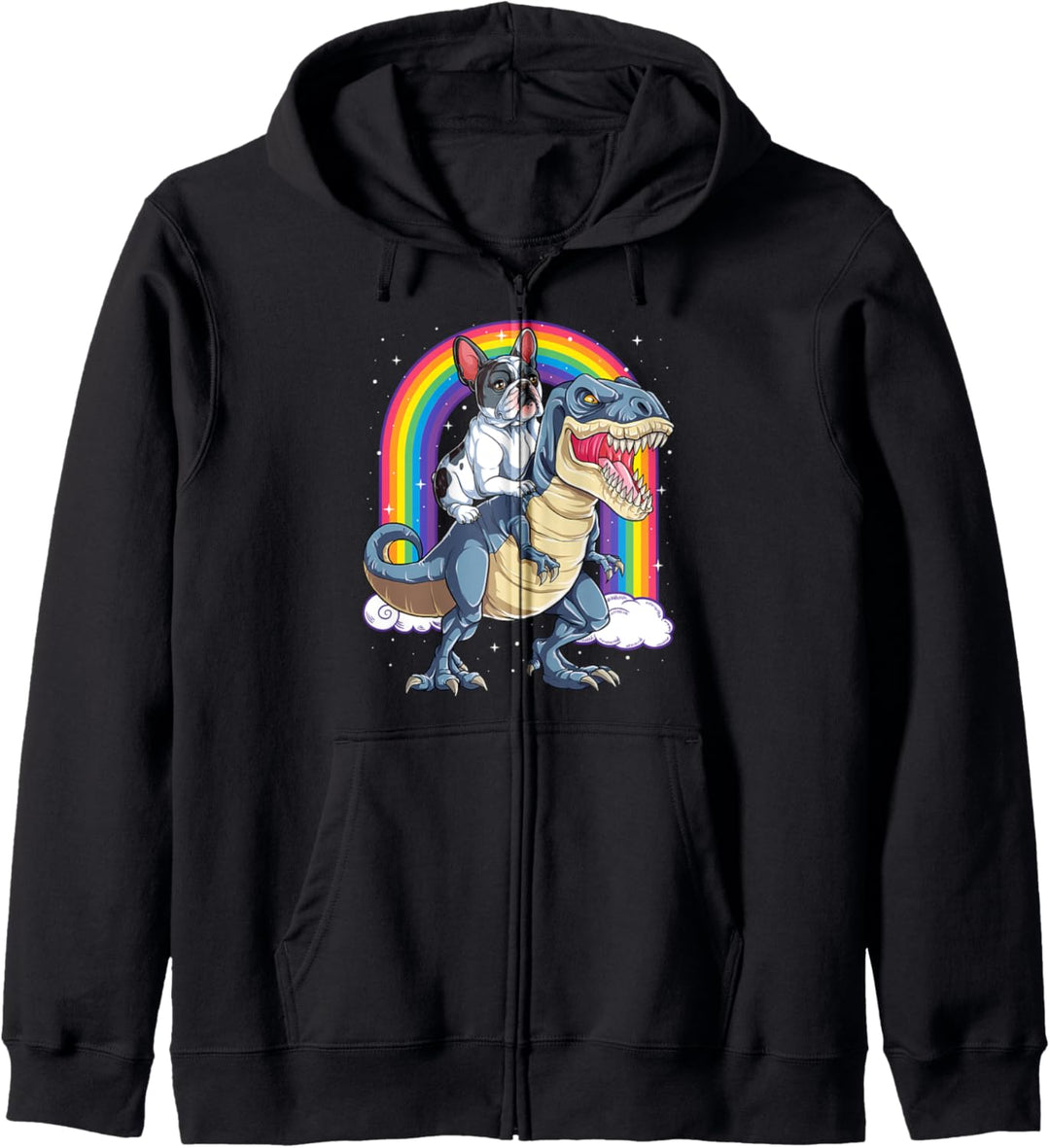French Bulldog Riding Dinosaur T rex Gifts Men Women Rainbow Kapuzenjacke