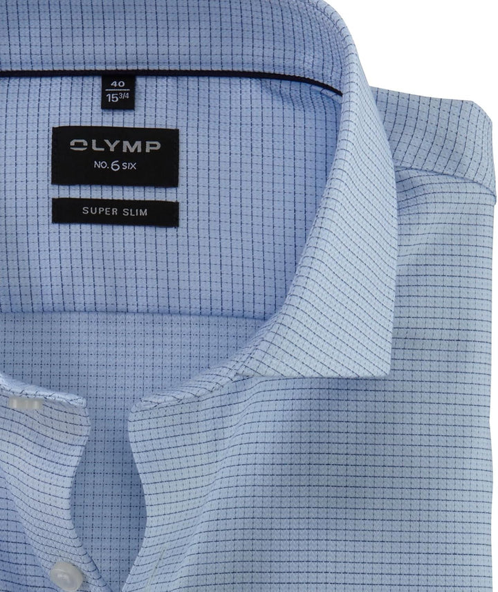 OLYMP Herren Businesshemd Langarm No. Six,Gitter Karo,super Slim,Royal Kent 38 Bleu 11, 38 Bleu 11