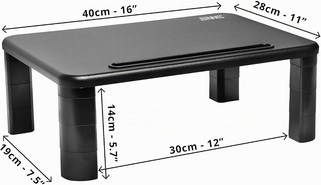 Duronic DM055 Monitorständer 40×28 cm – höhenverstellbarer Bildschirmständer 4–15 cm mit Handyhalter