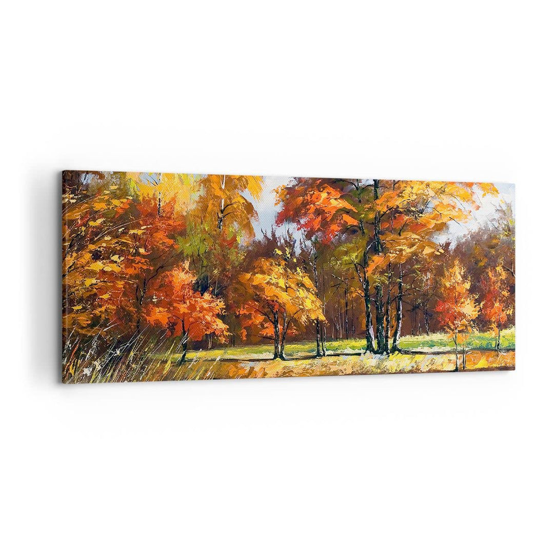 Wandbilder Dekoration Wohnzimmer Park Herbst Wasser Panorama Bilder auf Leinwand 120x50cm Leinwandbi