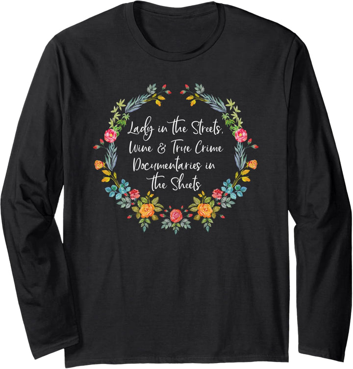 Wine And True Crime Documentaries Funny True Crime Lover Langarmshirt