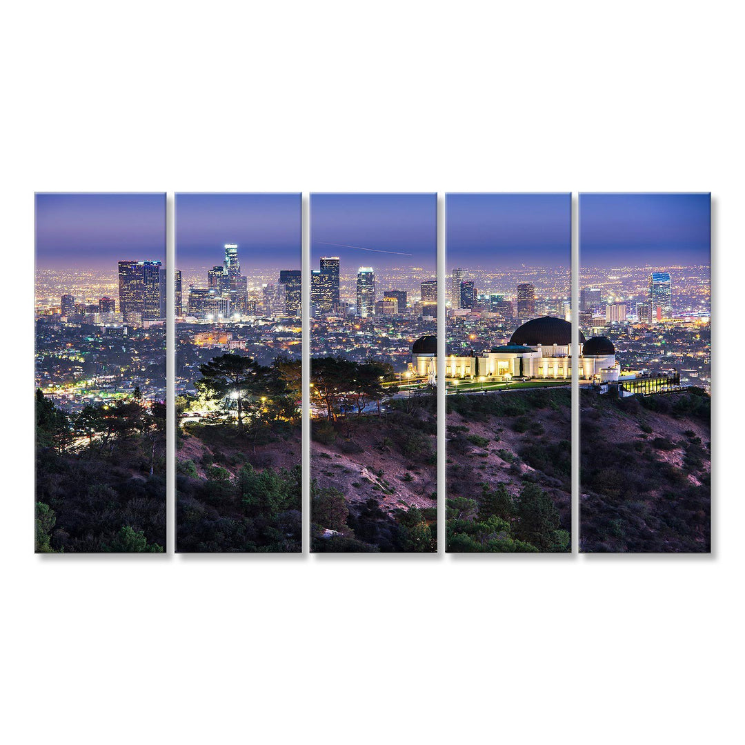islandburner Bild Bilder auf Leinwand Griffith Obervatory und im Stadtzentrum Skyline Los Angeles Wa