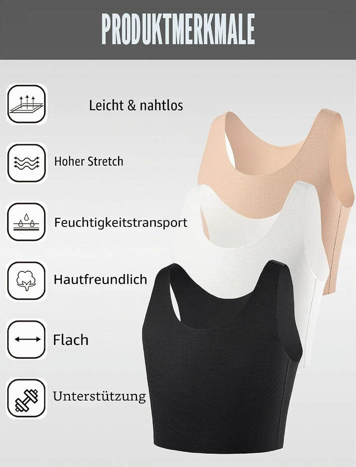XUJI Brust Binder Trans FTM Atmungsaktive Kompression Nahtlos Top für Transgender M Nude, M Nude