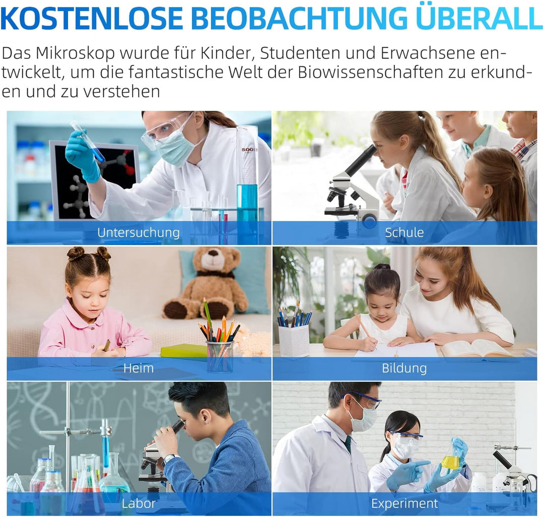 SWIFT Einsteiger Mikroskop Set für Kinder 80X-2000X Vergrösserung Monokular Verbundmikroskop mit Han