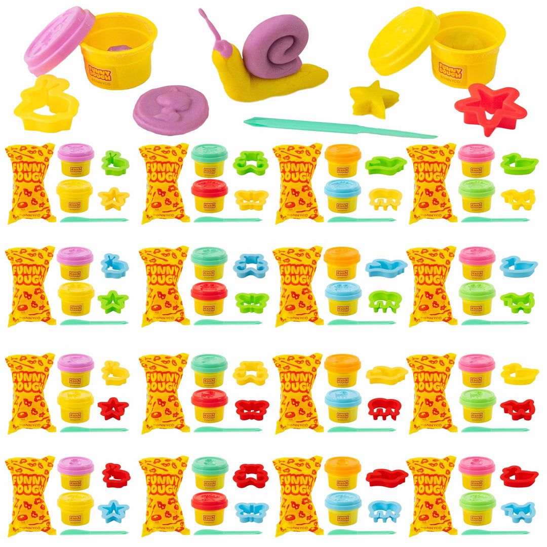 BONNYCO Knete Set mit Formen und Mitgebsel Tüten, Pack 16 Mitgebsel Kindergeburtstag 3-9 Jahre, Mode