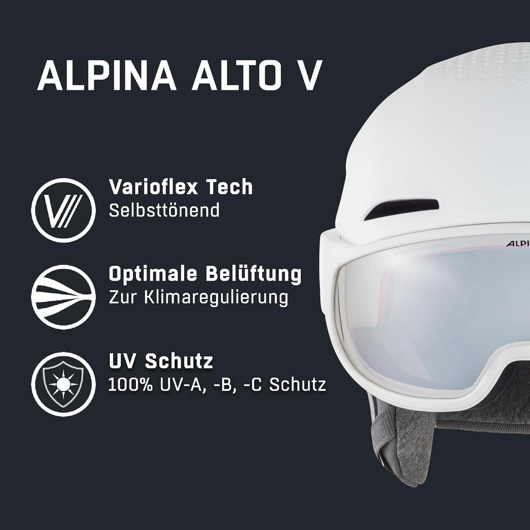 ALPINA Unisex - Erwachsene, ALTO V Skihelm white matt 51-55 cm, white matt 51-55 cm