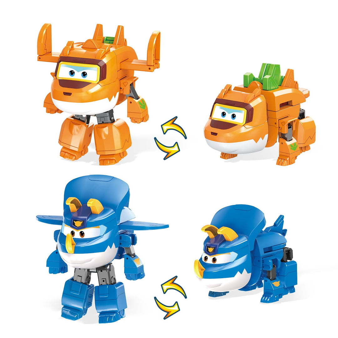 Super Wings Verwandelbares Roboterspielzeug 2PCS Trico &amp; Stego, 3-in-1 Dinosaurier-Spielzeug 12,7 cm