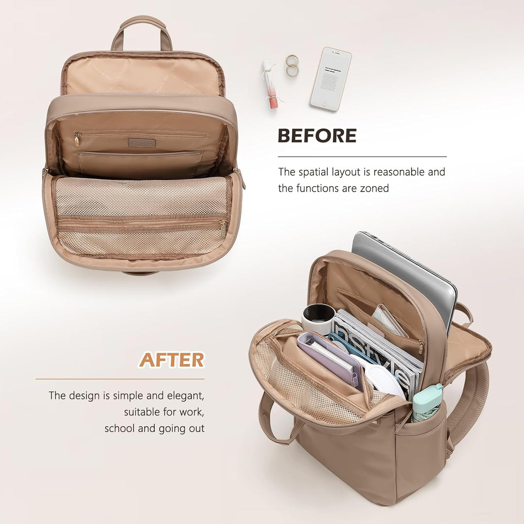 Schlanker Laptop-Rucksack für Damen, leichter Business-Rucksack für Damen, Computertasche, Geldbörse