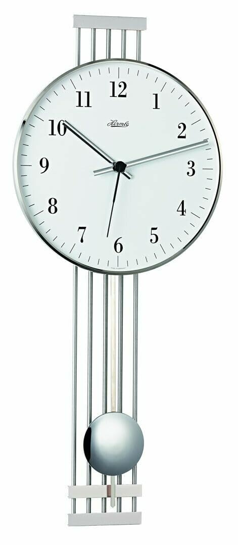 Hermle Uhrenmanufaktur Wanduhr, Metall, Silber, 56cm x 24cm x 7cm
