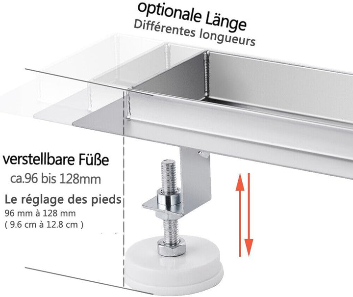 Duschrinne 90 cm Befliesbar 360 Grad Edelstahl komplettset Duschablauf Extra Flach Siphon mit Geruch