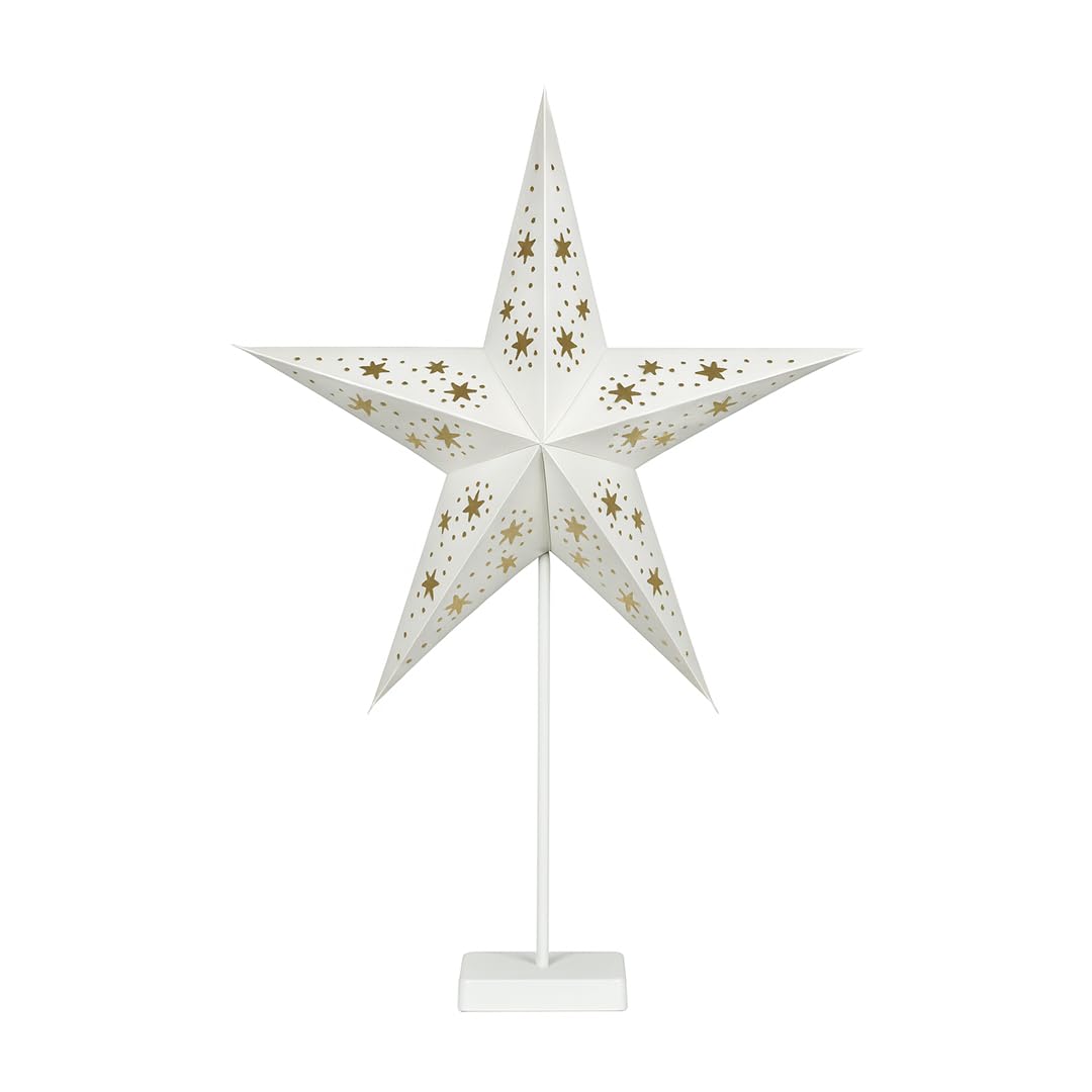 Star Trading Weihnachtsstern 60 cm – Papierstern mit stabilem Fuss, 10 warmweissen LEDs, batteriebet