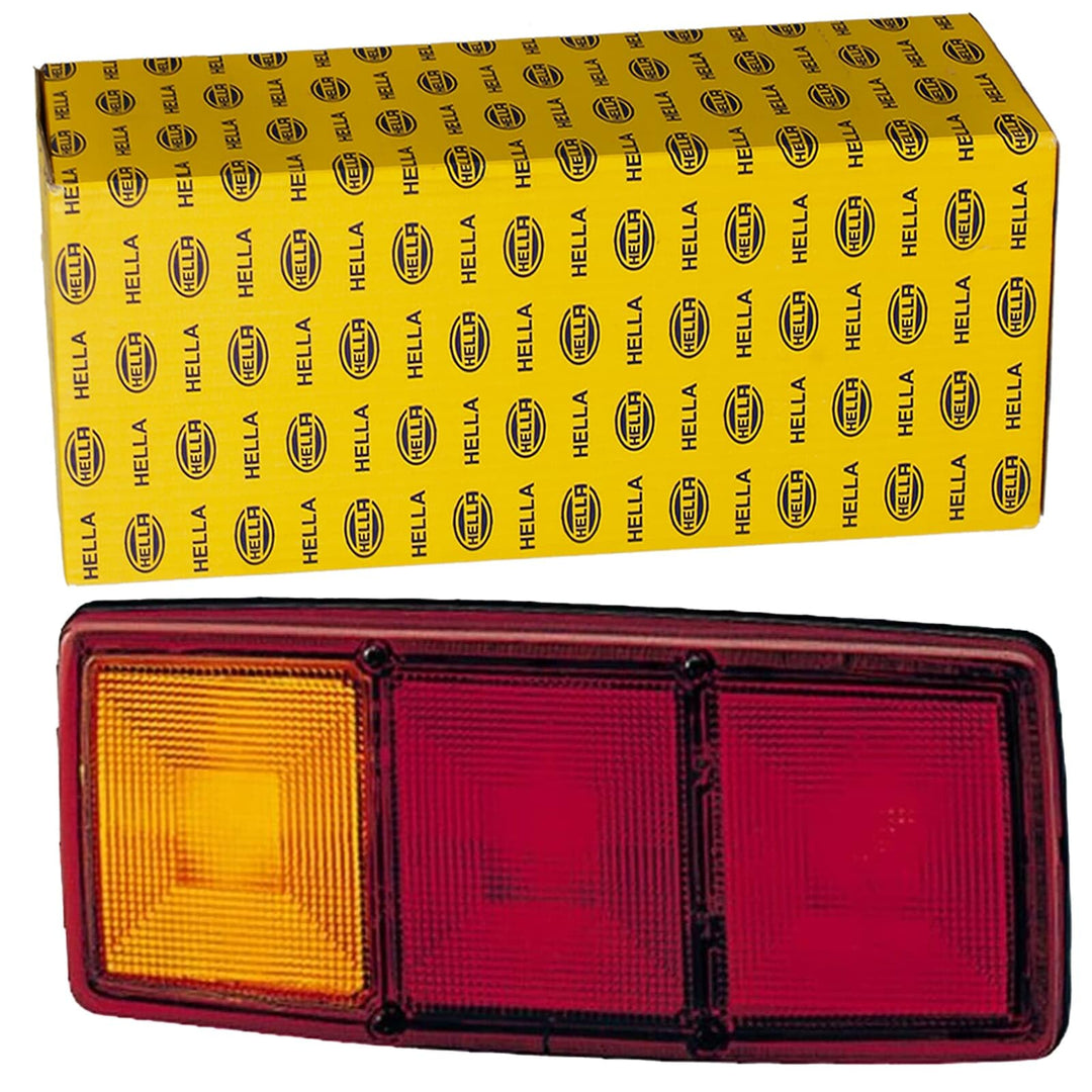 HELLA - Heckleuchte - Glühlampe - 12V - Einbau/geschraubt - Lichtscheibenfarbe: rot/gelb - Stecker: