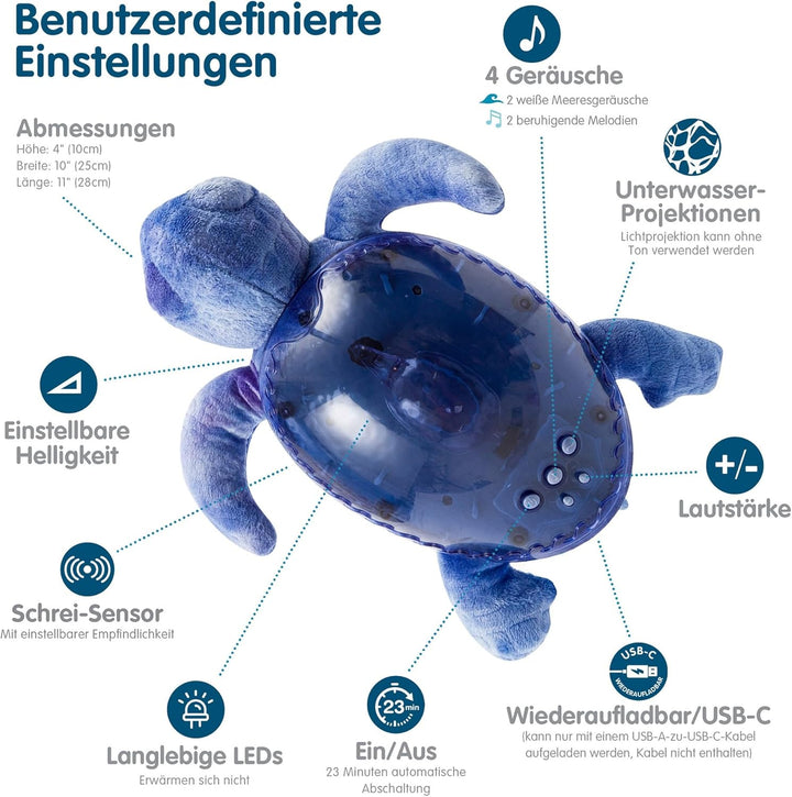 Cloud b | Nachtlicht mit Musik | Unterwasserprojektionen | 4 beruhigende Geräusche | Helligkeit eins