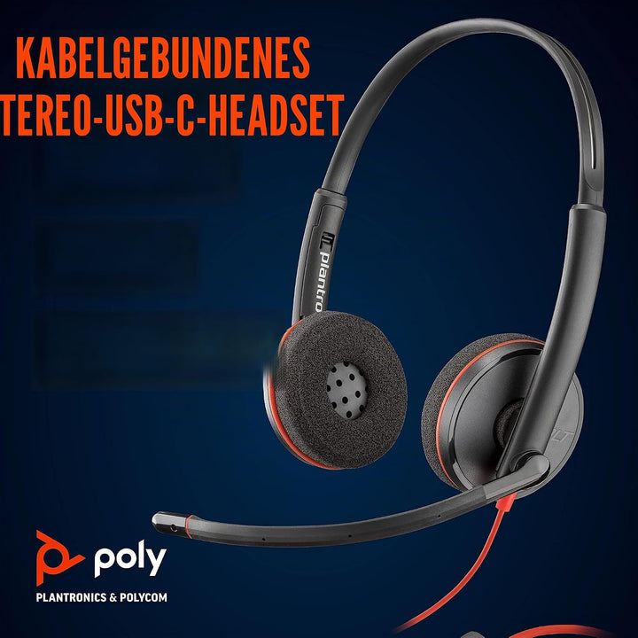 Plantronics – Blackwire 3220, kabelgebundenes Headset – Zwei-Ohr-Headset (Stereo) mit Mikrofonarm –
