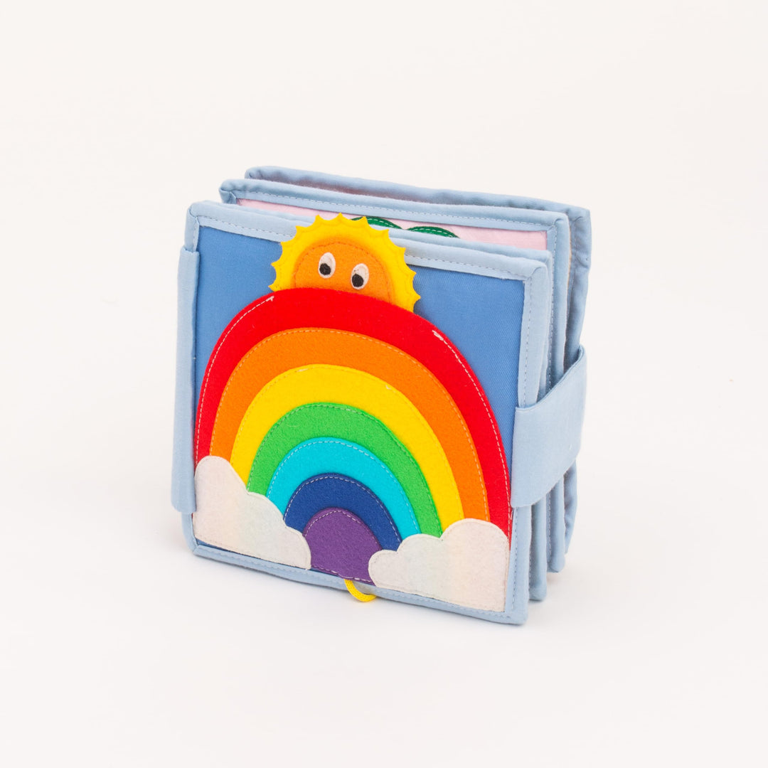 Jolly Designs 6-seitiges Mini Quiet Book Sonnenschein - Montessori Lernspielzeug aus hochwertigem St