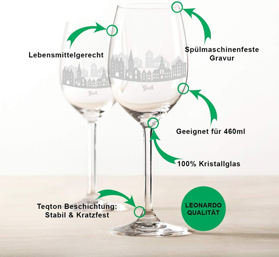 Leonardo Weingläser mit Gravur – Goch Geschenk im 2er Set - Weingeschenk - Souvenir Andenken & Mitbr