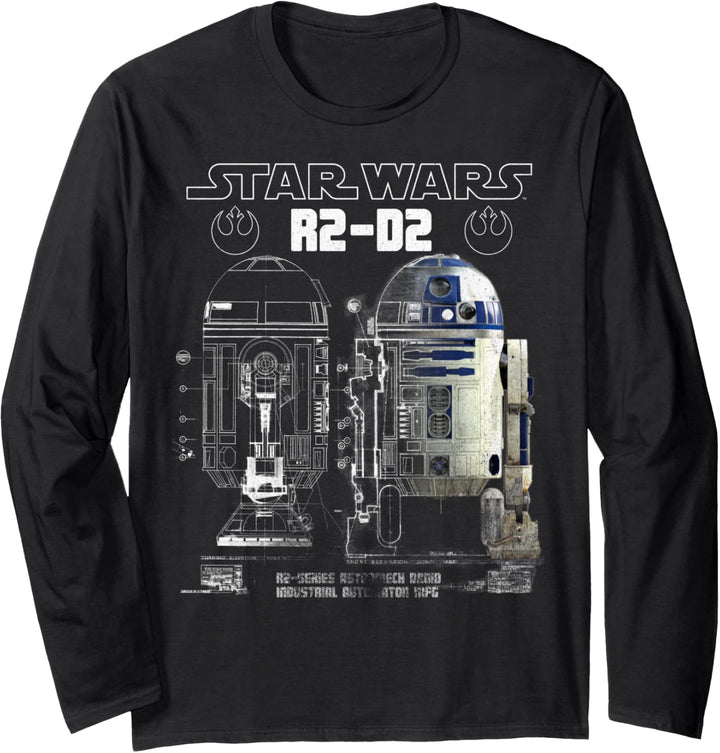 Star Wars R2-D2 Astromech Droid Schematic Langarmshirt