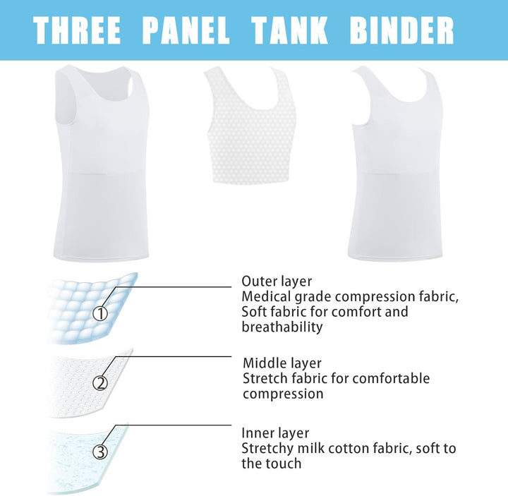 XUJI Brust Binder Transgender Tomboy Atmungsaktiv Langer Binder Pullover Tank Top S Weiss, S Weiss