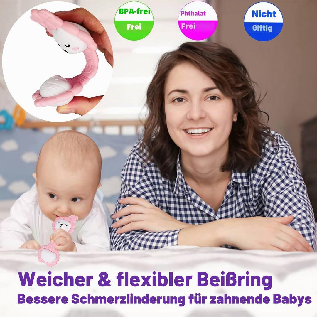 fiouni Rassel-Beissring-Set Babyspielzeug Greifspielzeug Baby ab 0 3 6 9 12 Monate für Jungen Mädche