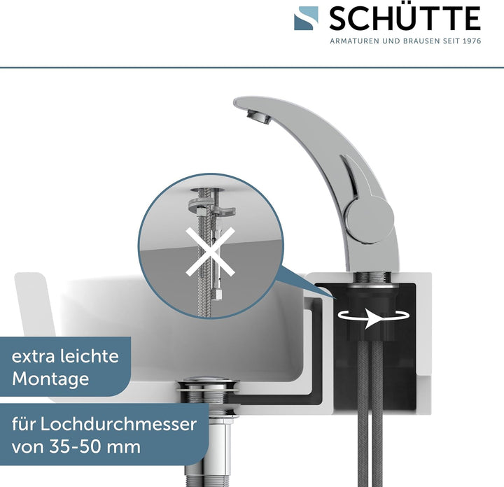 SCHÜTTE 98100 PANAMA Design Wasserhahn Bad, Moderne Waschtischarmatur fürs Badezimmer, Elegante Einh