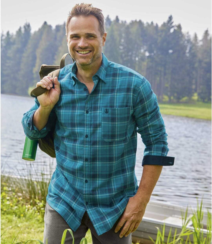 ATLAS FOR MEN - Kariertes Hemd aus Flanell - Langärmelig - Verfügbar in grossen Grössen von M bis 5X