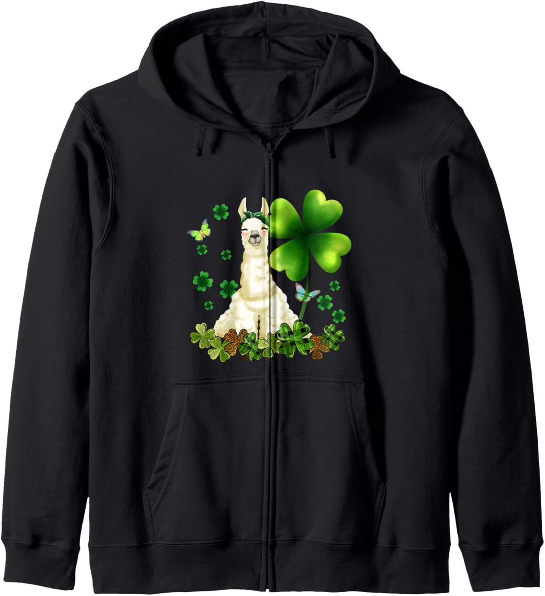 St. Patrick's Day Llama Green Buffalo Plaid Shamrock Women's Kapuzenjacke