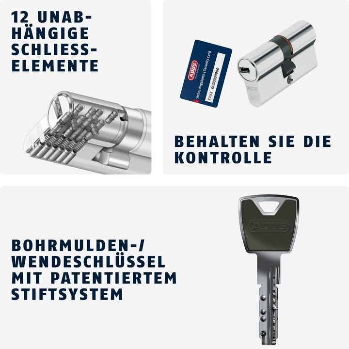 ABUS Profilzylinder XP20SN 10/45 inklusive Sicherungskarte & 3 Schlüsseln, 73712 10/45 mm, 10/45 mm