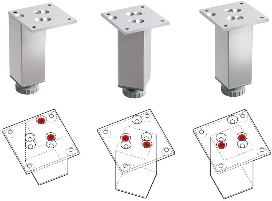 Sossai Exklusiv Möbelfüsse E4MF, höhenverstellbares 4er Set, Höhe: 200 mm, aus Aluminium 45 x 45 mm