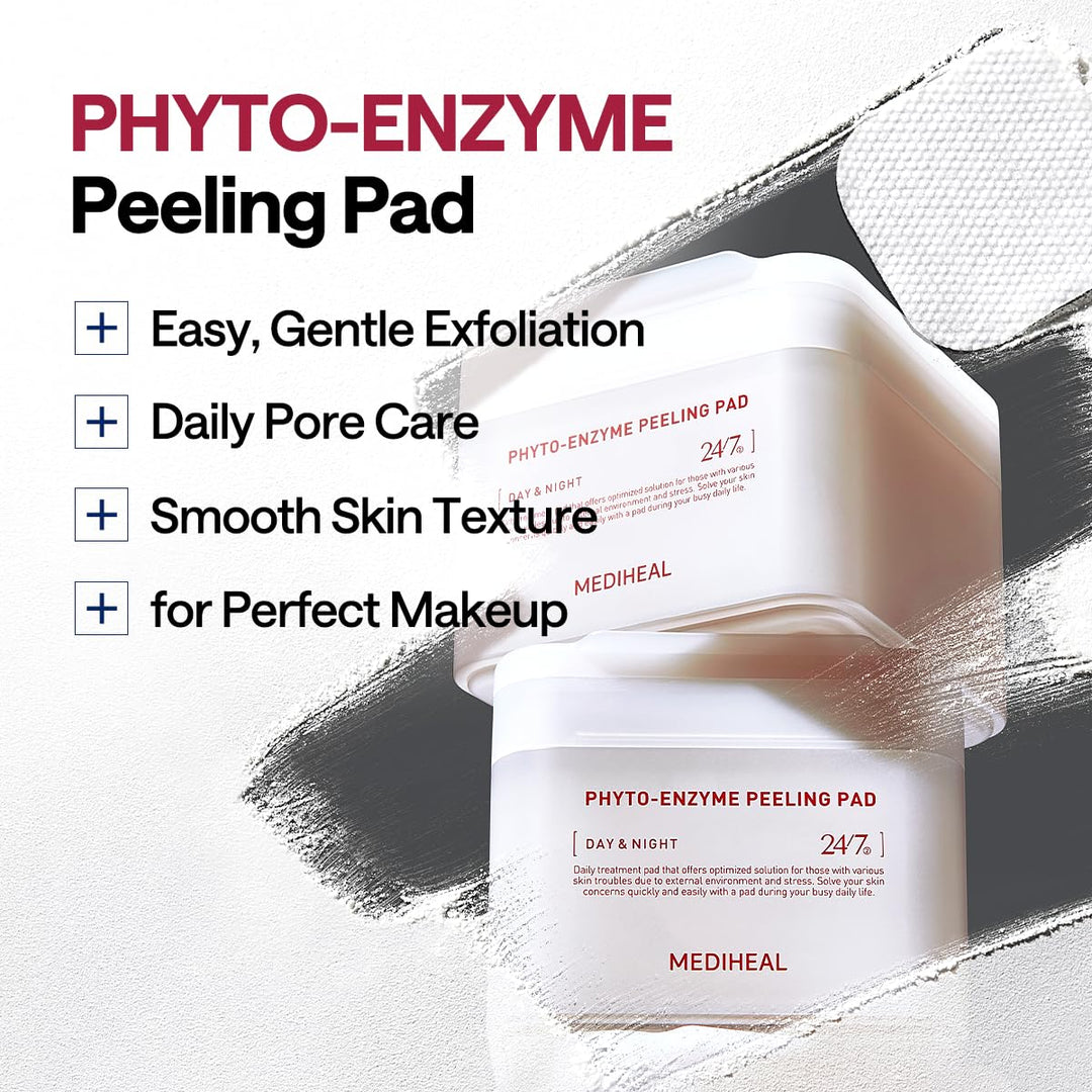 MEDIHEAL Phyto Enzym-Peeling-Pad – Vegane Gesichtserneuerung Gaze-Pads mit LHA &amp; Papaya Enzym – Pore