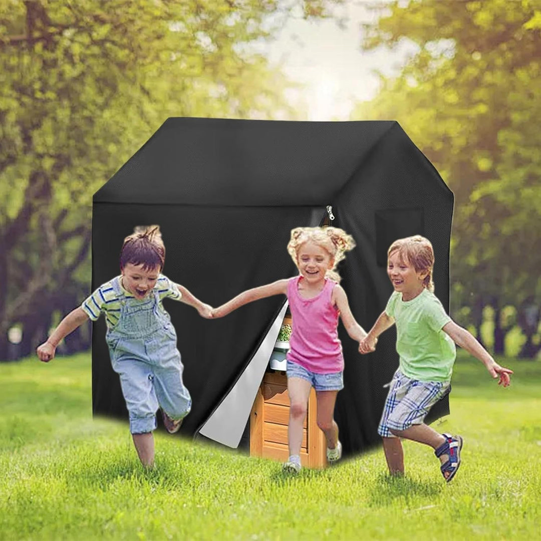 110x120x140 Cm Schwarz Spielhaus Kinder Outdoor Abdeckplane 420D Oxford-Tuch Wasserdicht Tragbares P