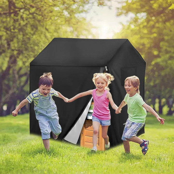 110x120x140 Cm Schwarz Spielhaus Kinder Outdoor Abdeckplane 420D Oxford-Tuch Wasserdicht Tragbares P