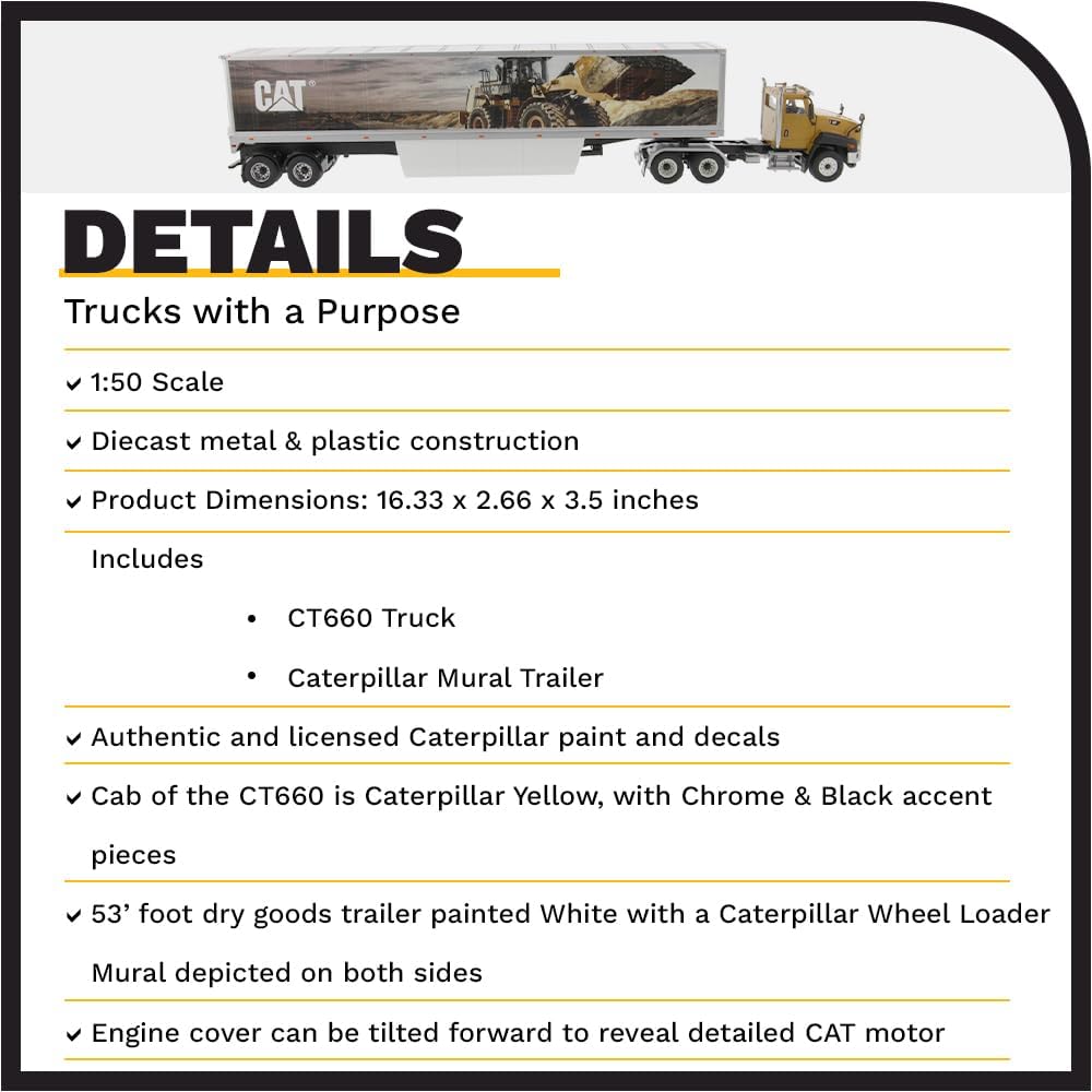 Diecast Masters 85666c - Cat CT660 mit Cat Mural Trailers, Massstab 1:50, ab 14 Jahren, in Displayfe