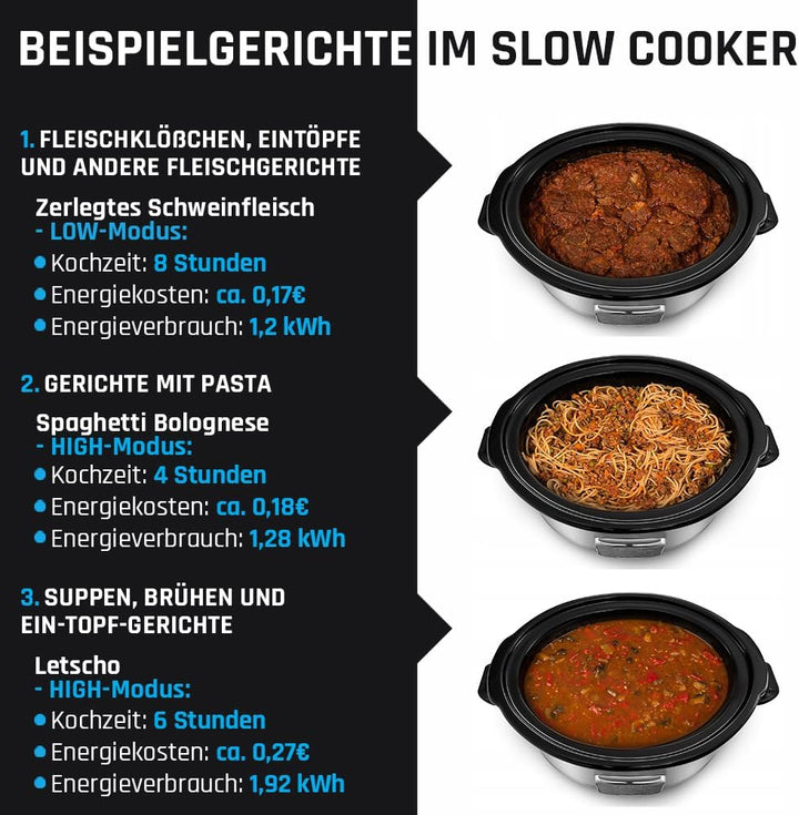 Yoer Clever-Cook SC6502S, Slow Cooker, 320W, 6,5L, Multifunktional, ECO, 16-Stunden-Timer, LCD-Displ