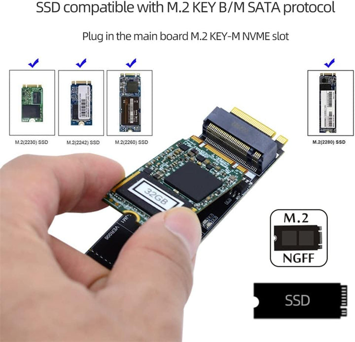 Cablecc SATA NGFF Key B+M SSD auf NVME M-key Motherboard Desktop Adapter Converter SSD Karte JMB582
