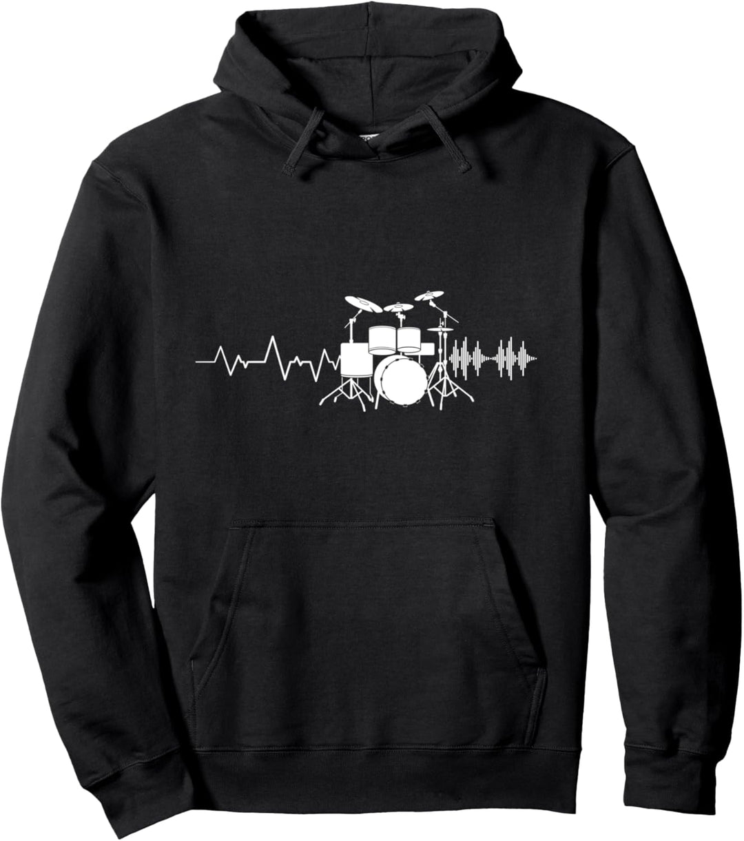 Schlagzeug I Musiker I Drums Heartbeat für Schlagzeuger Pullover Hoodie