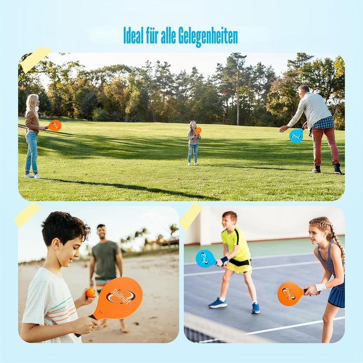 U&amp;C Planet Beachball Set Paddle Ball Spiel Strandschlägerset aus Holz Schläger Spiel für Kinder&amp;Fami
