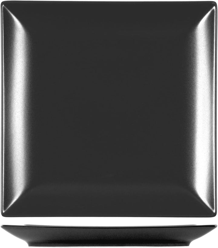 H&h set 6 piatti piani boston osaka nero cm 24x24