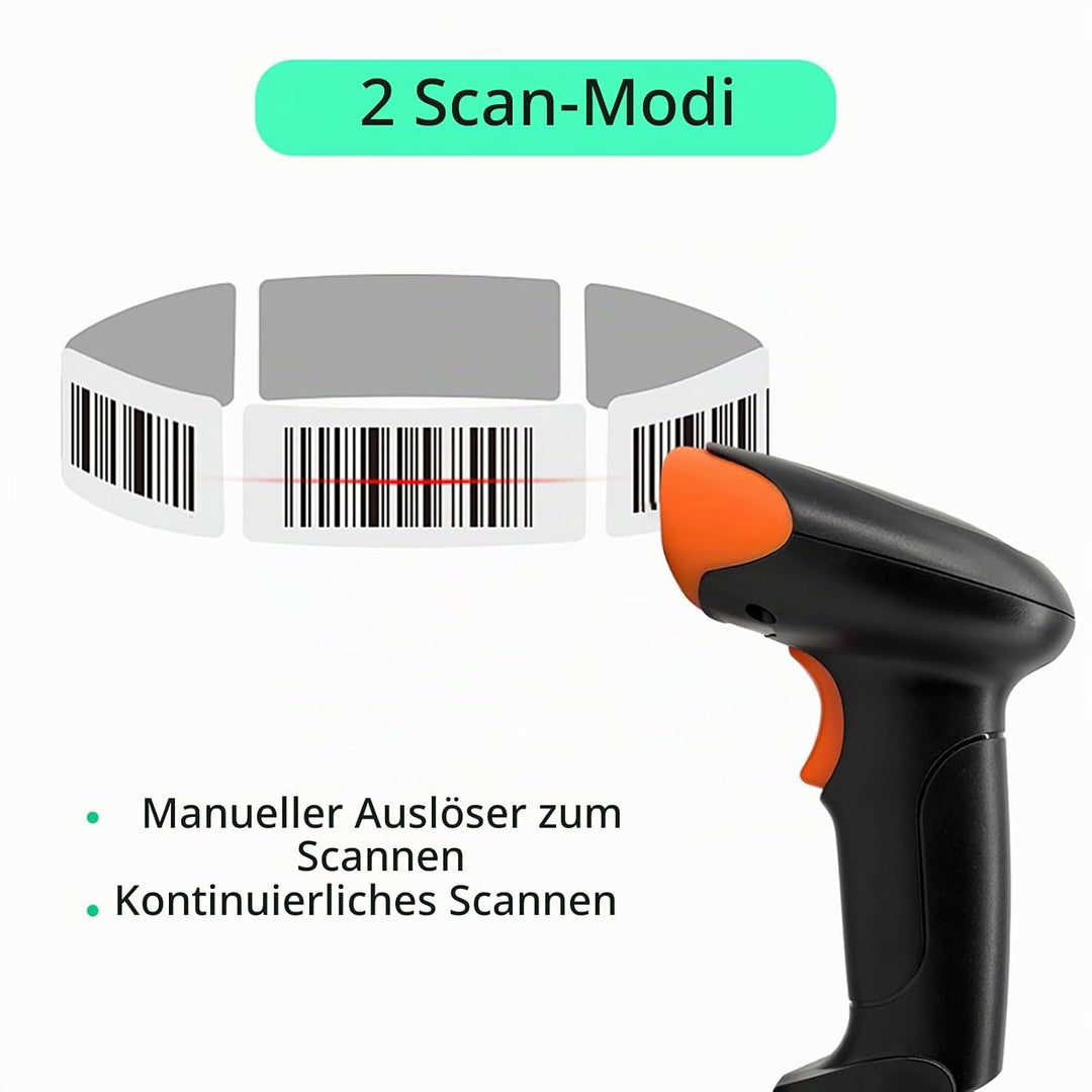 Handheld Barcode Scanner 1D 2D QR Code Book Scanner für PC Handbuch Continuous Scanning USB Kabelbal