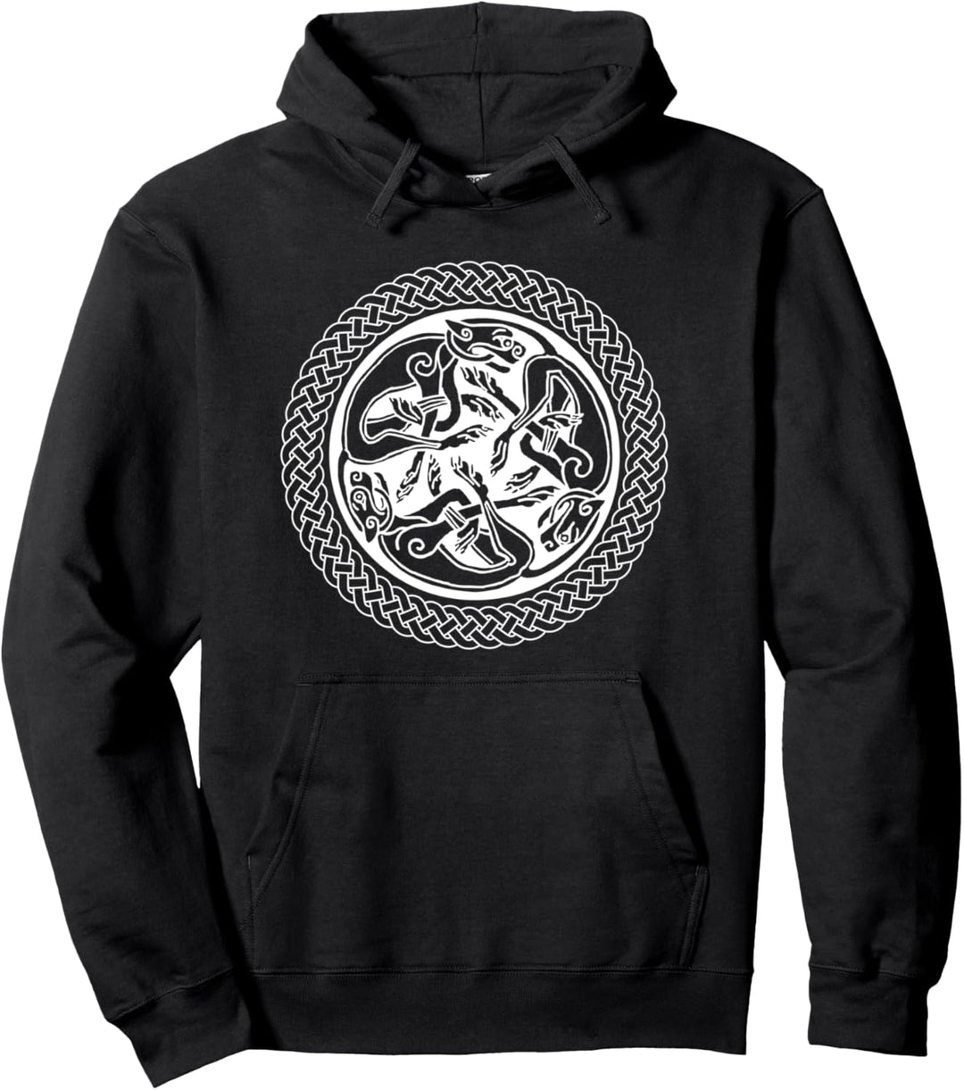 Keltische Knoten-Ring-Kunst mit Jagdhunden Pullover Hoodie