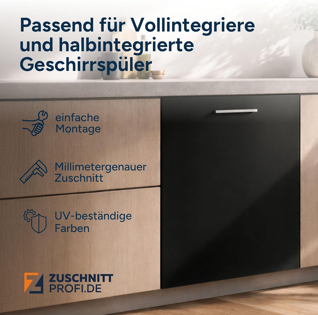 ZUSCHNITTPROFI.DE® Dekor-Geschirrspülerfront - 19mm vollintegriert oder teilintegriert, dampfbeständ