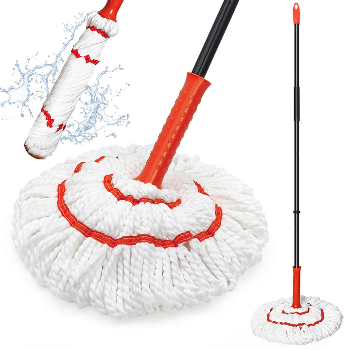 TidyBliss Bodenwischer Wischmopp, Wischer Boden mit 145 cm Langem Stiel, Selbst Wringing Mop, Microf