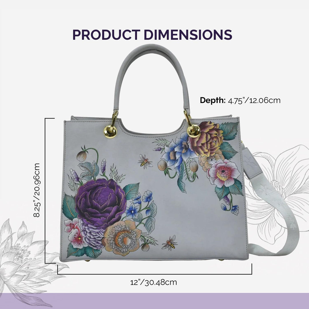Anuschka Handbemalte Satchel Tasche aus Echtleder Floral Charm, Floral Charm