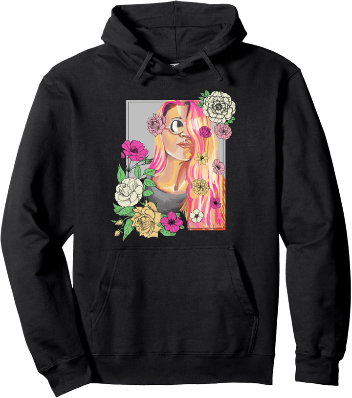 Trendy Flower Lady Painting Pullover Hoodie